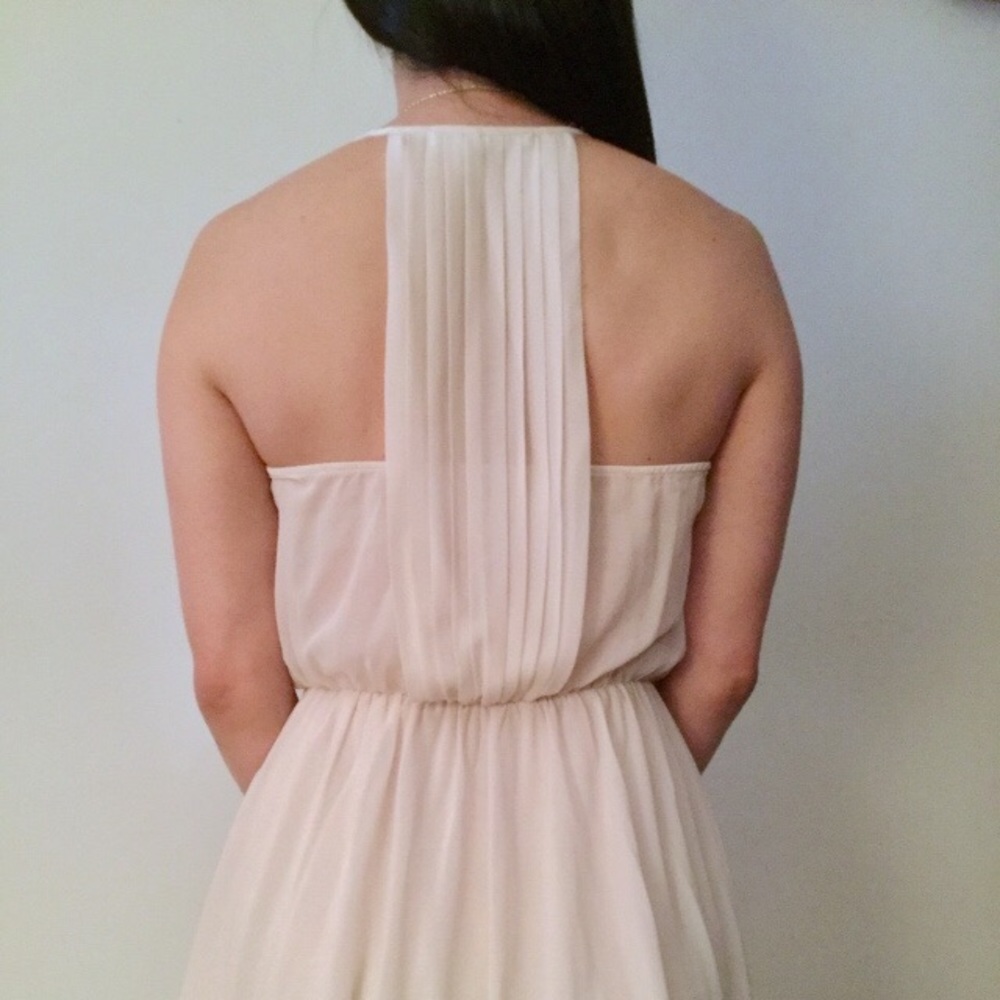 2 for $15🎈F21 cream midi dress, back details.